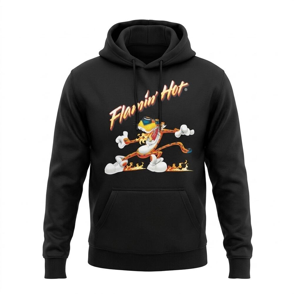 Cheetos Black Fleece Knit Hooded Stretch Sweatshirt Men Size M